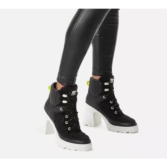 Sorel Shoes - NEW SOREL Brex Leather & Faux Shearling Block Heel Lace-Up Bootie US 8.5